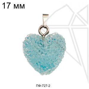 Подвески "Сахарные сердечки" светло-голубые 17 мм(родий)