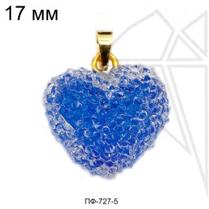 Подвески "Сахарные сердечки" синие 17 мм (золото)