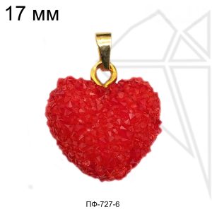Подвески "Сахарные сердечки" красные 17 (золото)
