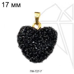 Подвески "Сахарные сердечки" черные 17 мм (золото)