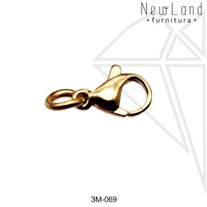 Замок карабин стальной 12 мм (золото)