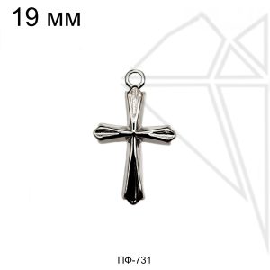Подвеска крест 19 мм (родий)