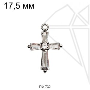 Подвеска крест 17,5 мм (родий)