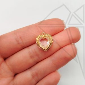 Подвеска сердце с фианитом 15 мм (золото)