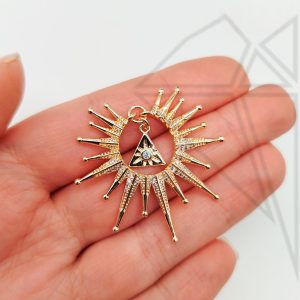 Подвеска солнце с фианитами 37 мм мм (золото)