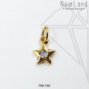 Подвеска звездочка с фианитом 6,5 мм (золото)