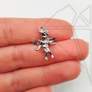 Подвеска ангелочек 19 мм 10 шт (родий)