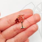 Подвеска бокал с красными фианитами 21 мм 10 шт (золото)