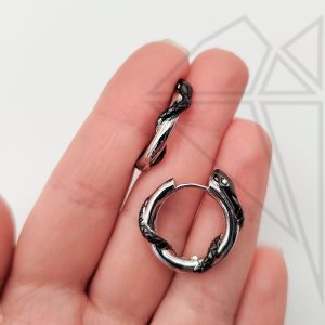 Швензы круглые с черной змеей 21 мм (родий)