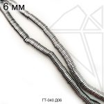 Гематит круглый диск серебристый 6 мм 1/2 нити