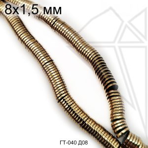 Гематит круглый диск золотой 8 мм 1/2 нити