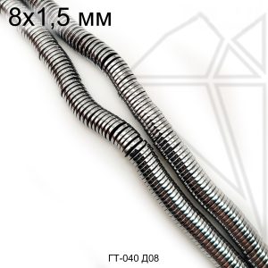 Гематит круглый диск серебристый 8 мм 1/2 нити