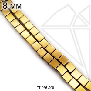 Гематит куб золотой 8 мм 1/2 нити