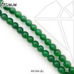 Халцедон (агат) зеленый круглый гладкий 1/2 нити 6 мм