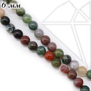 Яшма зеленая круглая гладка глянцевая 1/2 нити 6 мм