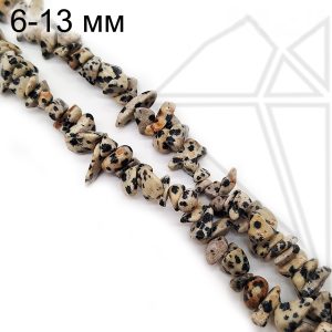 Яшма далматин крошка 6х13 мм 1/2 нити
