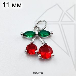 Подвеска Вишни с фианитами (родий)