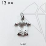 Подвеска Черепаха с фианитом 10 шт (родий)