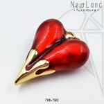 Подвеска сердце красное 19 мм (золото)