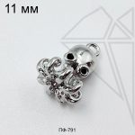 Подвеска осьминог 11 мм (родий)
