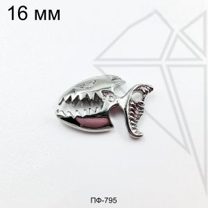 Подвеска пиранья 16 мм 10 шт (родий)