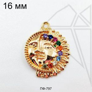 Подвеска солнце 16 мм (золото)