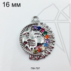 Подвеска солнце 16 мм (родий)