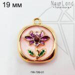 Подвеска цветок с эмалью розовое 19 мм (золото)