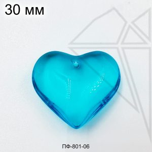Подвеска сердце синее 30 мм