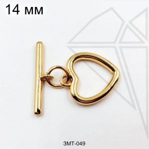 Замок тогл сердце 14 мм (золото)