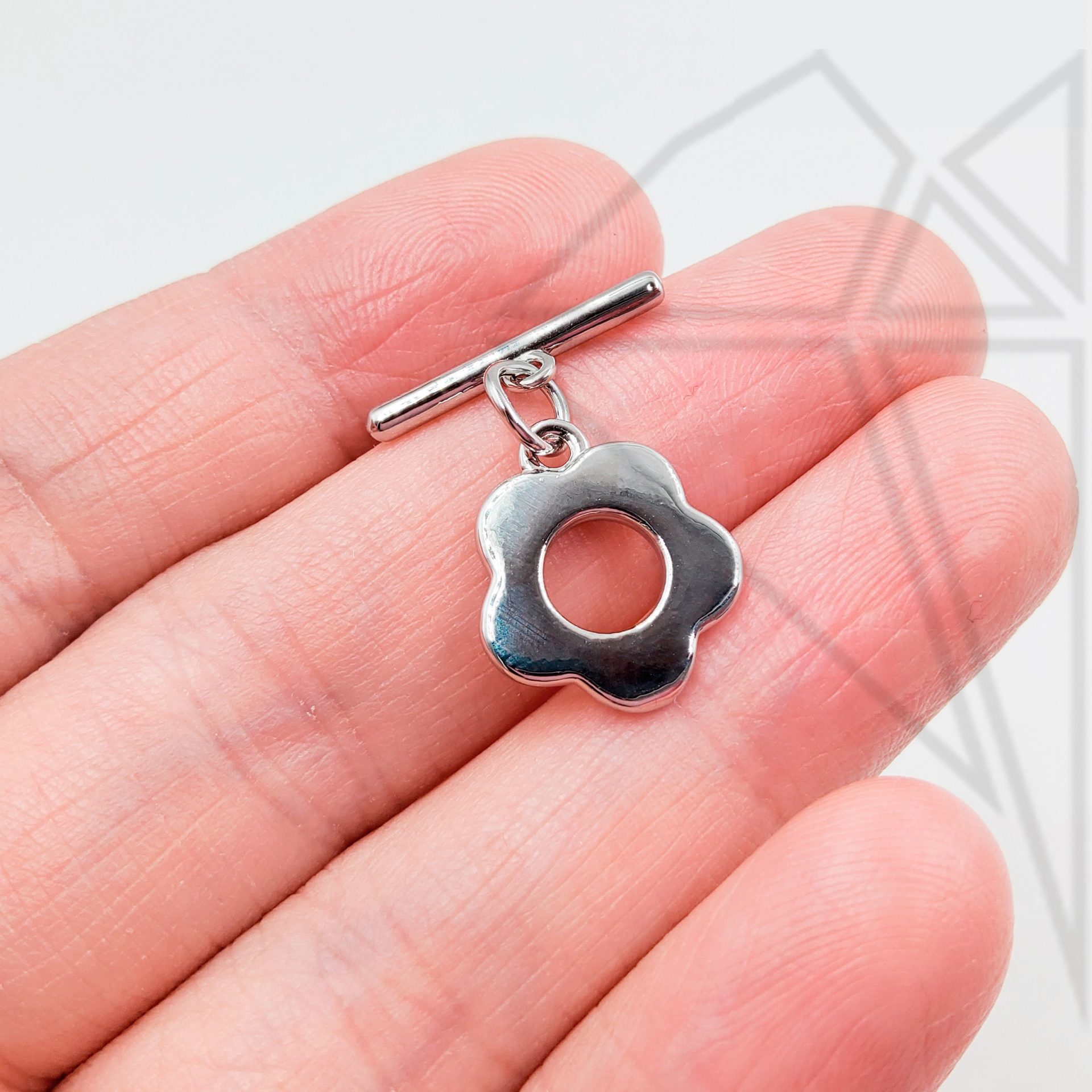 Замок тогл цветок 12,5 мм (родий)