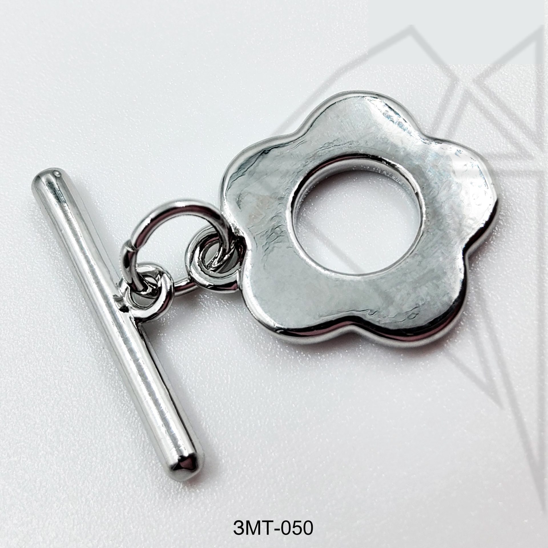 Замок тогл цветок 12,5 мм (родий)