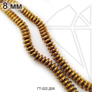 Гематит круглый таблетка золотой 8 мм 1/2 нити