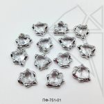 Подвеска сердце с прозрачным фианитом 12 мм 10 шт (родий)