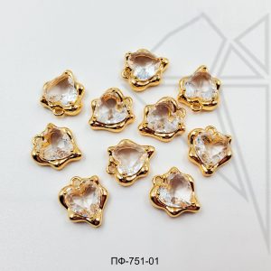 Подвеска сердце с прозрачным фианитом 12 мм 10 шт (золото)