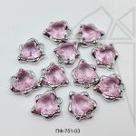 Подвеска сердце с розовым фианитом 12 мм 10 шт (родий)