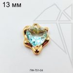 Подвеска сердце с голубым фианитом 12 мм (золото)