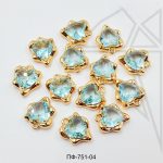 Подвеска сердце с голубым фианитом 12 мм 10 шт (золото)