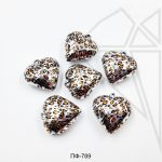 Подвеска сердце леопардовое 33 мм 5 шт (родий)