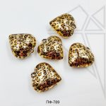 Подвеска сердце леопардовое 33 мм 5 шт (золото)