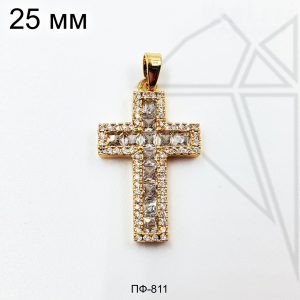 Подвеска крест 25 мм (золото)