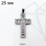 Подвеска крест 25 мм (родий)