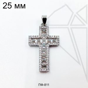 Подвеска крест 25 мм (родий)