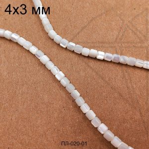 Перламутр белый "бочка" 3,5х3,2 мм 1/2 нити