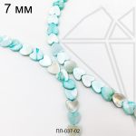 Перламутр голубой сердечки 6 мм 1/2 нити