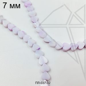 Перламутр фиолетовый сердечки 6 мм 1/2 нити