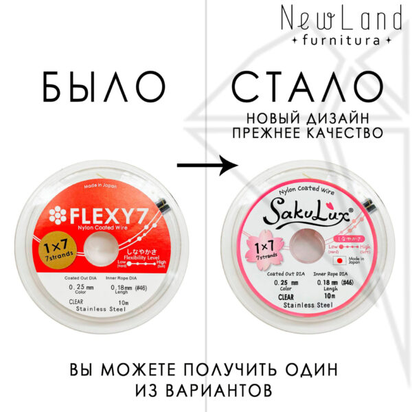 Тросик FLEXY 7 - Sakulux - 0,25 мм (серебро темное) катушка