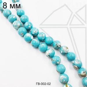 Говлит с перламутром голубой круглый глянцевый 8 мм 1/2 нити