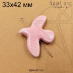 Керамическая бусина голубь розовый 33х42 мм