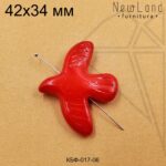 Стеклянная бусина голубь красный 42х34 мм